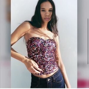 Zara sequin strapless tube top